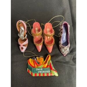 Set of 5 Miniature High Heel Shoe Ornaments Charms Shoe Obsessed I Love Shoes